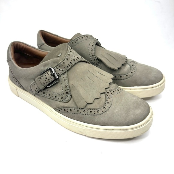 Frye gray Kiltie fringe sneaker Oxford preppy loafer brogue wingtip buckle 7.5 - Picture 1 of 13